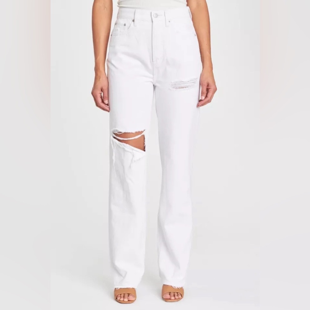 NWT Cassie High Rise Distressed Straight Leg Jeans Snowfall Distressed 29 (6-8)